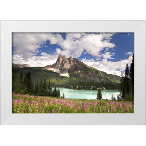 Canada, BC, Yoho NP View of Emerald Lake White Modern Wood Framed Art Print by Paulson, Don