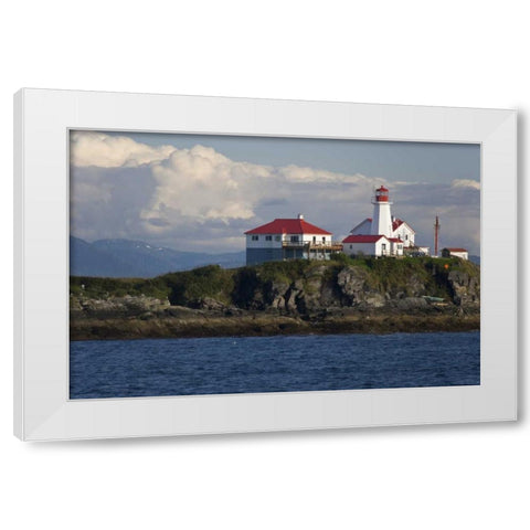 Canada, BC, View of Green Island Lighthouse White Modern Wood Framed Art Print by Paulson, Don
