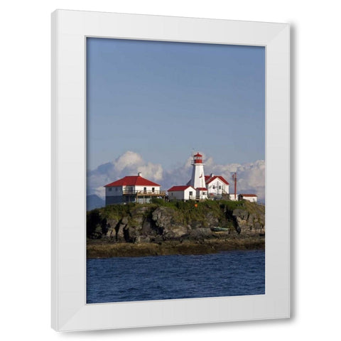 Canada, BC, View of Green Island Lighthouse White Modern Wood Framed Art Print by Paulson, Don