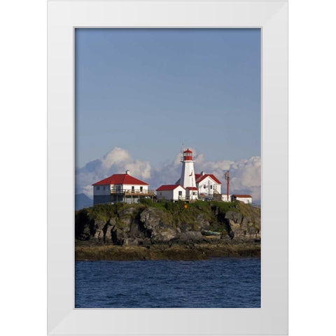 Canada, BC, View of Green Island Lighthouse White Modern Wood Framed Art Print by Paulson, Don