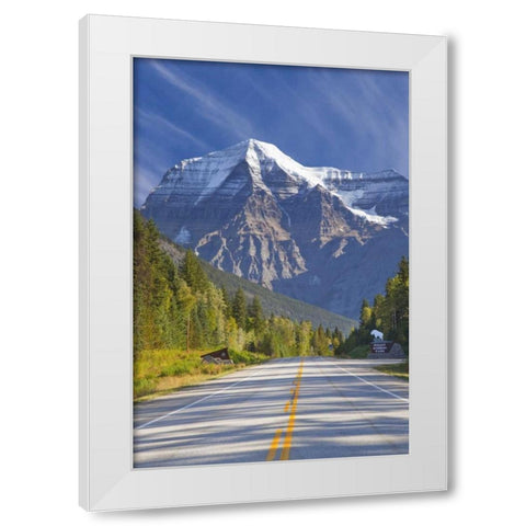 Canada, BC, Mt Robson PP Road through park White Modern Wood Framed Art Print by Paulson, Don