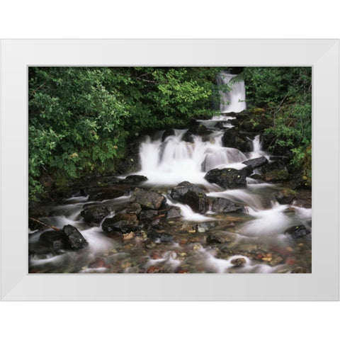 Canada, BC, Prince Rupert, waterfall White Modern Wood Framed Art Print by Grandmaison, Mike