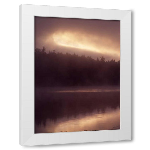 Canada, BC, Clearwater, fog on Dutch Lake White Modern Wood Framed Art Print by Grandmaison, Mike