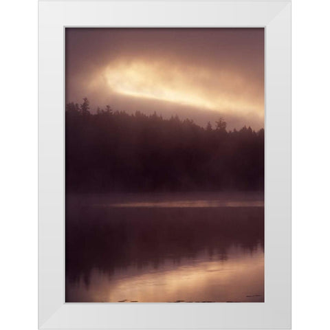 Canada, BC, Clearwater, fog on Dutch Lake White Modern Wood Framed Art Print by Grandmaison, Mike