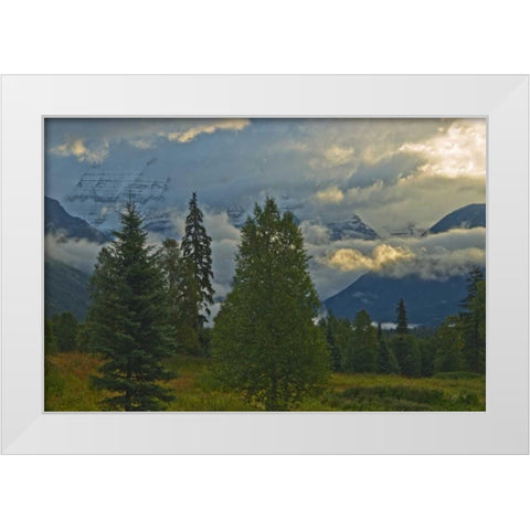 Canada, BC, Mt Robson PP Clouds over Mountains White Modern Wood Framed Art Print by Grandmaison, Mike