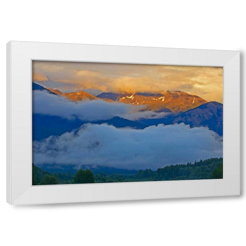 Canada, BC Sunset on the Canadian Rockies White Modern Wood Framed Art Print by Grandmaison, Mike