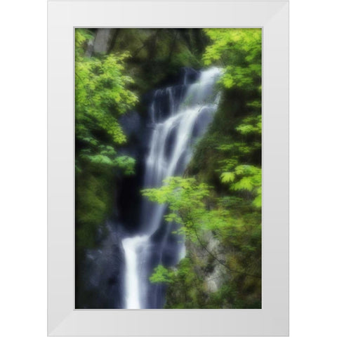 Canada, BC, Langford Waterfall at Goldstream PP White Modern Wood Framed Art Print by Bush, Marie