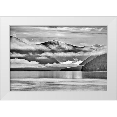 Canada-British Columbia-Prince Rupert Fog rising over Skeena River White Modern Wood Framed Art Print by Jaynes Gallery