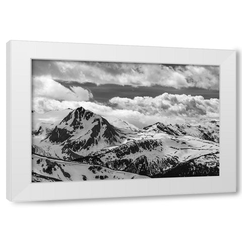Canada-British Columbia-Whistler BandW of Fitzsimmons Range in Garibaldi Provincial Park  White Modern Wood Framed Art Print by Jaynes Gallery