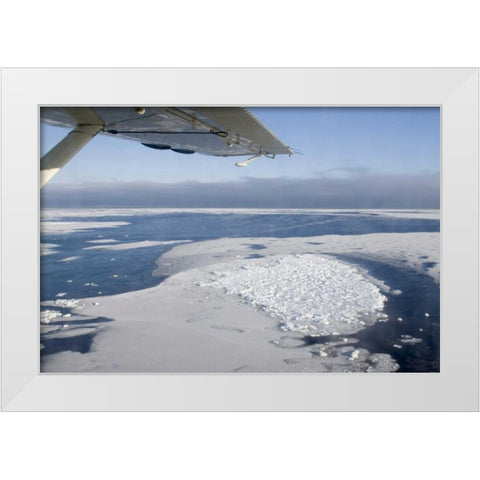 Canada, Manitoba, Aerial view of ice on the bay White Modern Wood Framed Art Print by Kaveney, Wendy