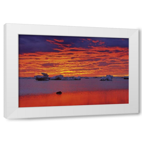 Canada, Hudson Bay Ice floes on water at sunset White Modern Wood Framed Art Print by Grandmaison, Mike