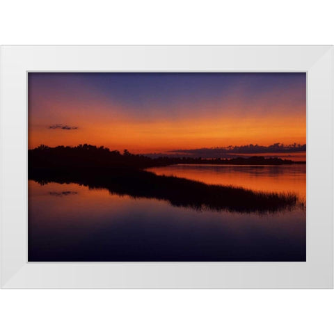 Canada, Manitoba God rays over Lake Winnipeg White Modern Wood Framed Art Print by Grandmaison, Mike