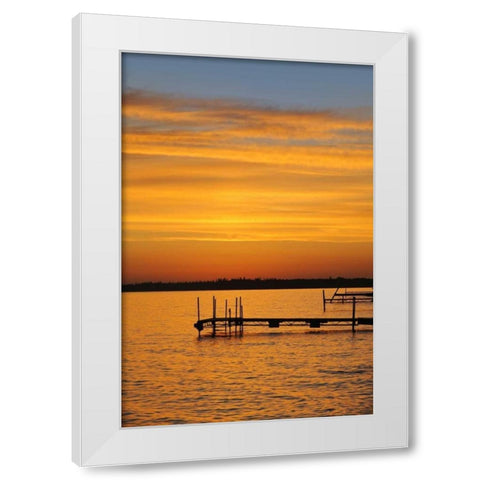 Canada, Manitoba Docks on Clearwater Lake White Modern Wood Framed Art Print by Grandmaison, Mike