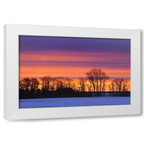 Canada, Manitoba, Dauphin Farmstead at dusk White Modern Wood Framed Art Print by Grandmaison, Mike