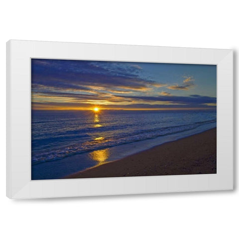 Canada, Manitoba Sunrise on Lake Winnipeg White Modern Wood Framed Art Print by Grandmaison, Mike