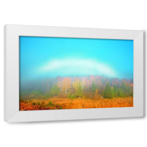 Canada, Whiteshell PP Fogbow over forest, Autumn White Modern Wood Framed Art Print by Grandmaison, Mike