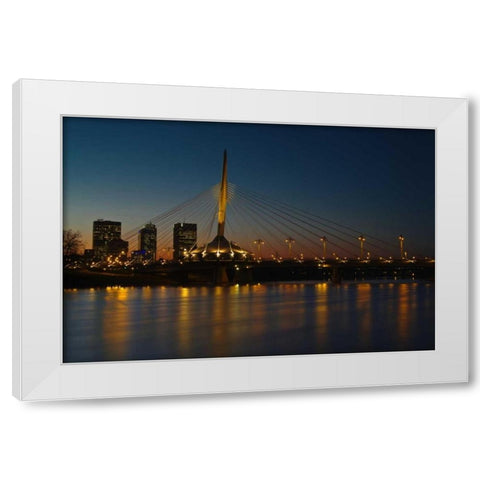 Canada, Manitoba, Winnipeg Esplanade Riel bridge White Modern Wood Framed Art Print by Grandmaison, Mike