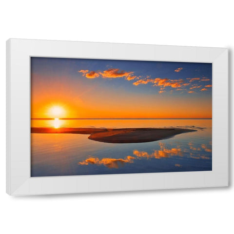 Canada-Manitoba-Matlock Sunrise on Lake Winnipeg White Modern Wood Framed Art Print by Jaynes Gallery