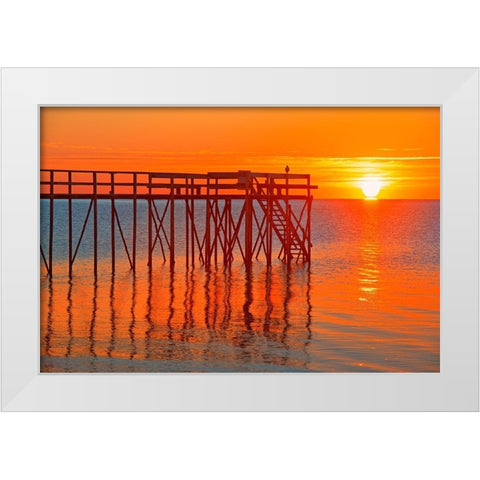 Canada-Manitoba-Matlock Pier at sunrise on Lake Winnipeg White Modern Wood Framed Art Print by Jaynes Gallery