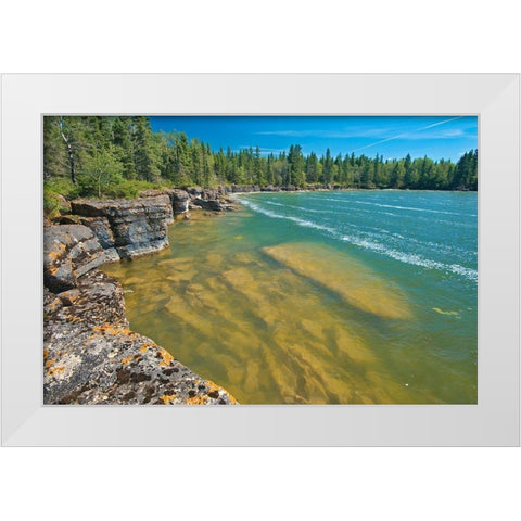 Canada-Manitoba-Wanless Rocky Lake shoreline White Modern Wood Framed Art Print by Jaynes Gallery