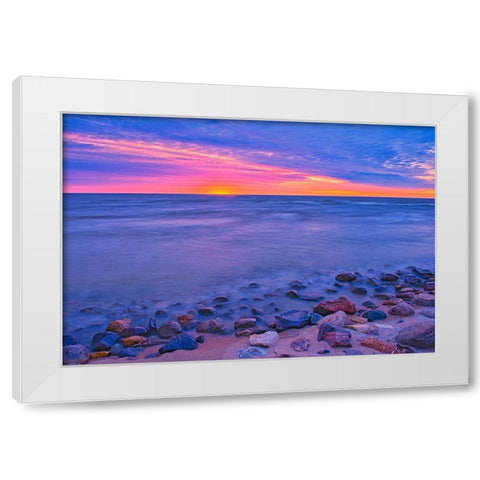 Canada- Manitoba- Winnipeg. Sunrise on Lake Winnipeg. White Modern Wood Framed Art Print by Jaynes Gallery