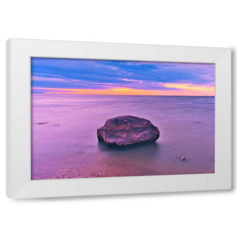 Canada- Manitoba- Winnipeg. Sunrise on Lake Winnipeg. White Modern Wood Framed Art Print by Jaynes Gallery