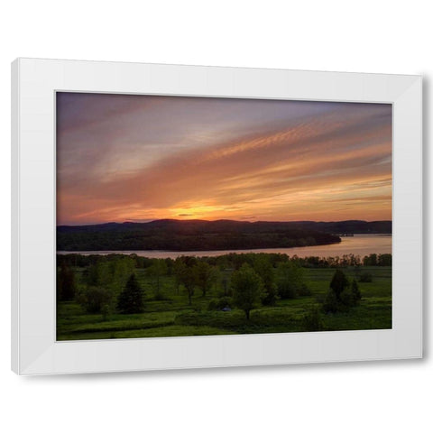 Canada Sunset on meadow and St John River White Modern Wood Framed Art Print by Anon, Ellen