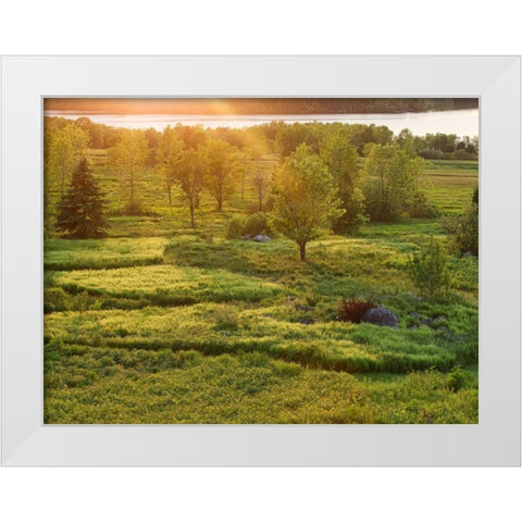 Canada, New Brunswick Sunset over St John River White Modern Wood Framed Art Print by Anon, Ellen