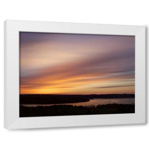 Canada Sunset on meadow and St John River White Modern Wood Framed Art Print by Anon, Ellen