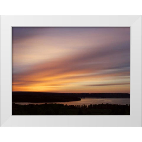 Canada Sunset on meadow and St John River White Modern Wood Framed Art Print by Anon, Ellen