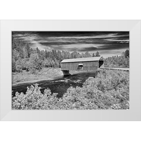 Canada-New Brunswick-St Martins Didgeguash River covered bridge White Modern Wood Framed Art Print by Jaynes Gallery