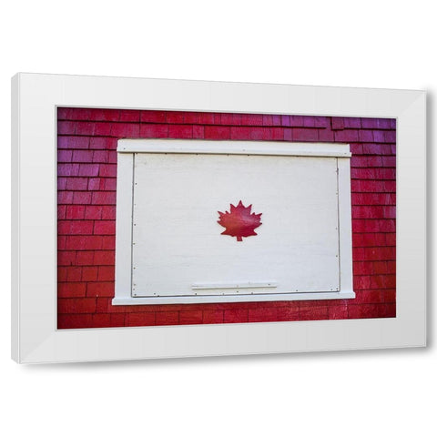 Canada-New Brunswick-Campobello Island-Welshpool-house with Canadian Maple Leaf designs White Modern Wood Framed Art Print by Bibikow, Walter