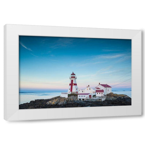 Canada-New Brunswick-Campobello Island-Head Harbour Lightstation lighthouse-dusk White Modern Wood Framed Art Print by Bibikow, Walter