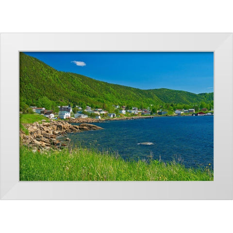 Canada-Newfoundland Fishing village and shoreline along White Bay White Modern Wood Framed Art Print by Jaynes Gallery