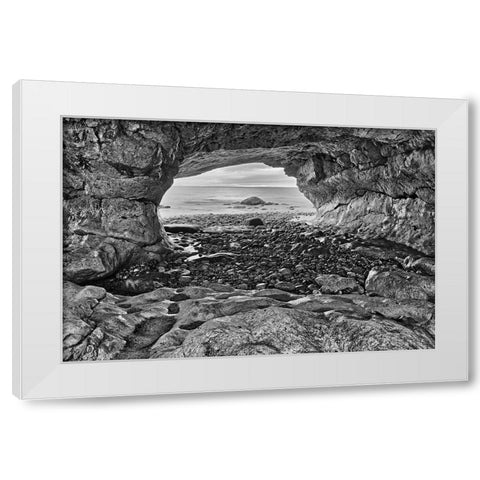 Canada-Newfoundland-The Arches Provincial Park-Rock cave on shore of Gulf of St Lawrence White Modern Wood Framed Art Print by Jaynes Gallery