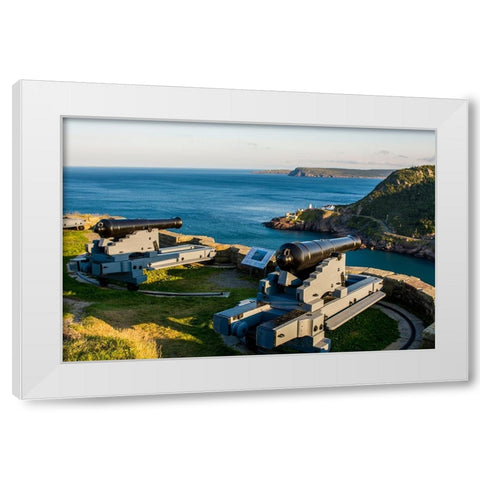 Queens Battery-Cabot Tower-Signal Hill National Historic Site-St Johns-Newfoundland-Canada White Modern Wood Framed Art Print by DeFreitas, Michael