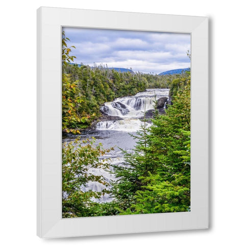 Bakers Brook Falls-Gros Mourne National Park-Rocky Harbor-Newfoundland-Canada White Modern Wood Framed Art Print by DeFreitas, Michael