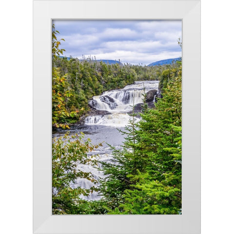 Bakers Brook Falls-Gros Mourne National Park-Rocky Harbor-Newfoundland-Canada White Modern Wood Framed Art Print by DeFreitas, Michael