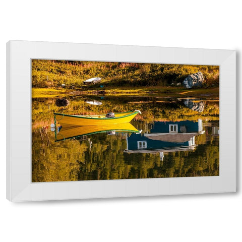 Small village of Renews-Avalon Peninsula-Newfoundland-Canada White Modern Wood Framed Art Print by DeFreitas, Michael