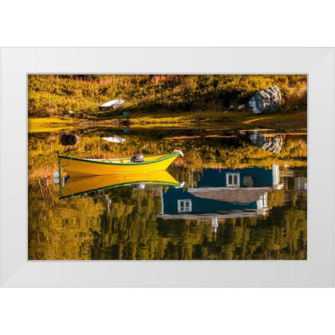 Small village of Renews-Avalon Peninsula-Newfoundland-Canada White Modern Wood Framed Art Print by DeFreitas, Michael