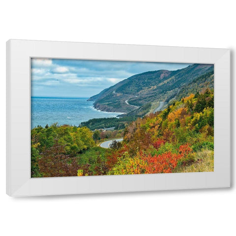 Canada-Nova Scotia-Cape Breton Island Coastline landscape along Gulf of St Lawrence White Modern Wood Framed Art Print by Jaynes Gallery