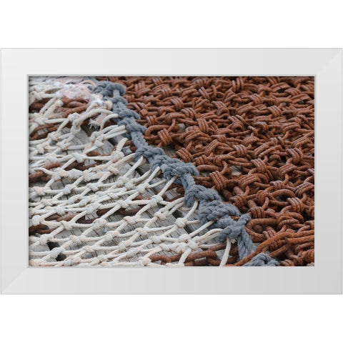 Fishing equipment was found on the docks of Lunenburg-Nova Scotia White Modern Wood Framed Art Print by Ostrowitz, Mallorie