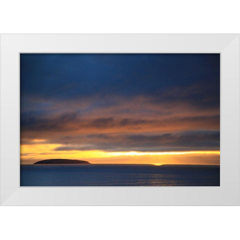 Canada-Nova Scotia-Cabot Trail-Cape Breton-Sunset at Margaree Harbor White Modern Wood Framed Art Print by Wall, Patrick J.