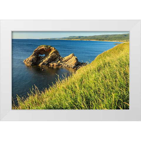 Nova Scotia-Cape Breton-Cabot Trail-Margaree Cape White Modern Wood Framed Art Print by Wall, Patrick J.