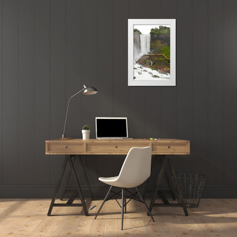 Canada, Ontario,Tourists at Niagara Falls White Modern Wood Framed Art Print by Lord, Fred