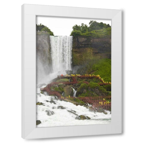 Canada, Ontario,Tourists at Niagara Falls White Modern Wood Framed Art Print by Lord, Fred