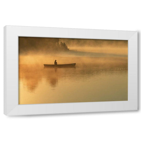 canoeist, Algonguin Park, Ontario, Canada White Modern Wood Framed Art Print by Rotenberg, Nancy