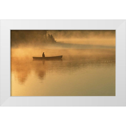 canoeist, Algonguin Park, Ontario, Canada White Modern Wood Framed Art Print by Rotenberg, Nancy