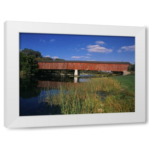 Canada, Montrose, West Montrose Covered Bridge White Modern Wood Framed Art Print by Grandmaison, Mike
