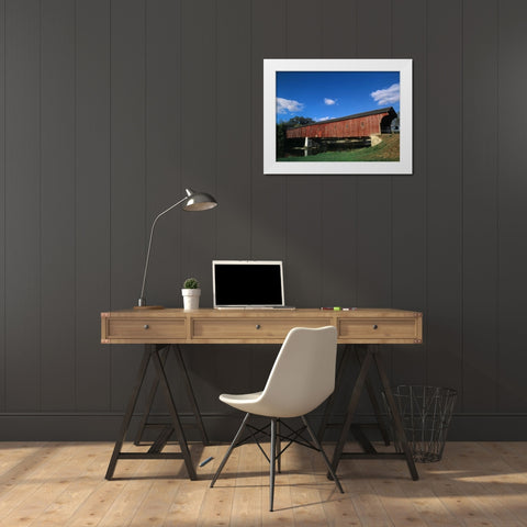 Canada, Montrose, West Montrose Covered Bridge White Modern Wood Framed Art Print by Grandmaison, Mike